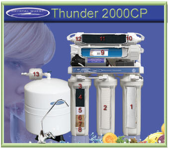 Crystal Quest Thunder 2000CP RO water filtering system with Pressure Pump for low pressure water treatment